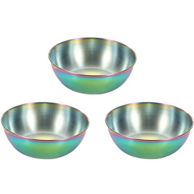 3 pièces Assiette à sauce soja en acier inoxydable Petite assiette Assiette à sauce Assaisonnement Maison Hôtel Cuisine Assiette à sauce japonaise pour tremper gray