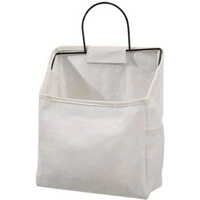Sac Suspendu Dortoir Dortoir Artéfact Sac de Rangement Suspendu au Mur Tissu Mural Dessus de Table Coton Lin Sac de Rangement blanc