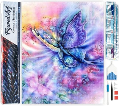 Figured'Art Diamond Painting set Volwassenen 40x50 cm Kleur vlinder - 5D DIY Art full drill vierkante diamant - Opgerold canvas