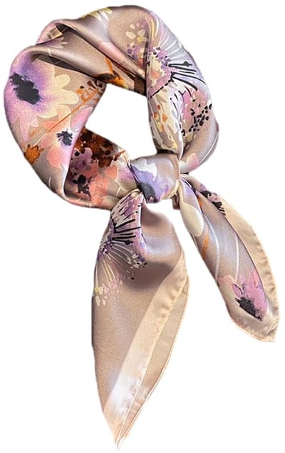 Dailygoods- Halsdoek Elegant - Vierkante Sjaal - Kunstzijde - 70 cm x 70 cm - Bloemenprint - Accessoire voor Dames