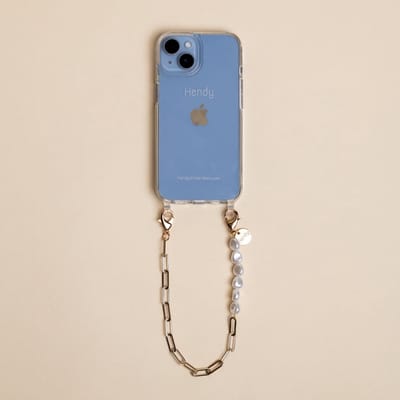 Hendy telefoonhoesje met koord - Pearl Gold Short Telefoonketting - iPhone 7 / 8 / SE (2DE GENERATIE)
