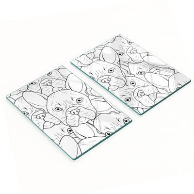 Multifunctionele decoratieve glazen borden met bulldogprint 2x40x52 cm