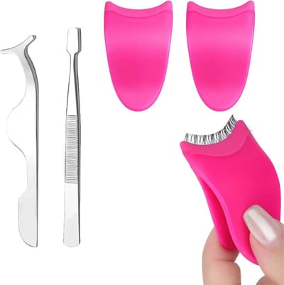 Wimperapplicator Kit met 4 Roestvrijstalen Pincetten en Siliconen Tips voor Perfecte Valse Wimpers en Make-up Accessoires
