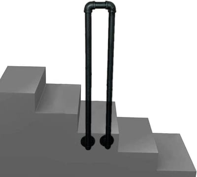 Trapleuning U-vormig - Metalen steun - Extra veiligheid - Smeedijzer sterk - 50 cm - Zwart