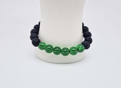 Handgemaakte "Armband Vulkanische" natuurstenen armband “Lava Donker -Groene kwartz ” - 10 mm diameter van de korrel- Diameter armband 20 cm - Een mooi cadeau voor familie en vrienden