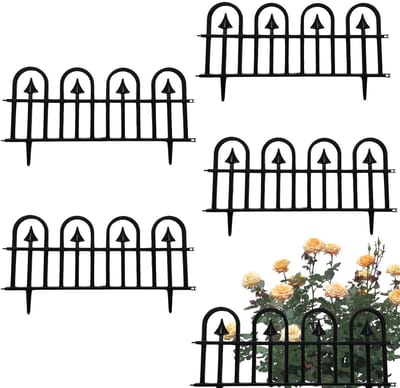 Tuinrand Decoratief - Bloembakrand Hek - Tuin Afscheiden - Weerbestendig PP Materiaal - 63 x 35 cm - Zwart