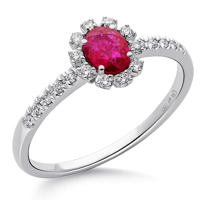 Orphelia RD-3928/RU/50 - Ring - Goud 18 kt - Diamant 0.14 ct / Robijn 0.43 ct - 16.00 mm / maat 50