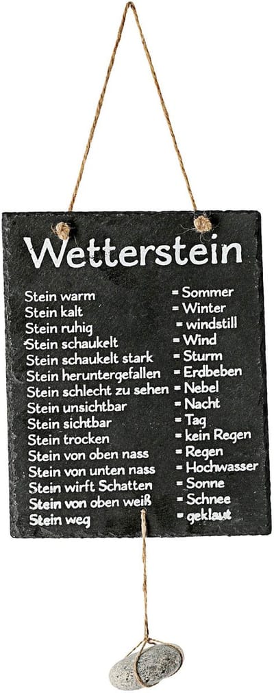 Dailygoody - Weerstation - Leisteen weerbord - Decoratie voor huis en tuin - Grijs - Weerstation met steen - Geschikt voor binnen en buiten - Leisteen