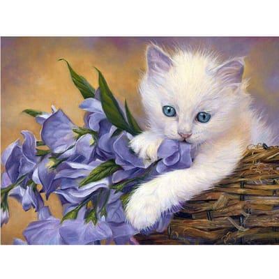 Diamant Schilderij Dier Kat Kit Voor Diamant Borduurwerk Bloemen Handwerk Patroon 20X30CM gray
