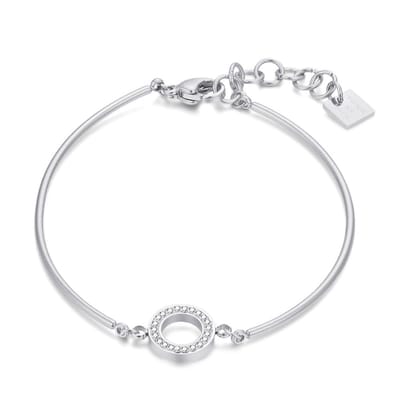 Twice As Nice Armband in zilver, cirkel witte zirkonia 19cm