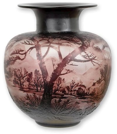 Cameo Vaas - Herfst - Cameo Glazen Vaas - Glas Decoratie - Tafeldecoratie - Bloemenvaas - Tafelvaas - 26x26x29