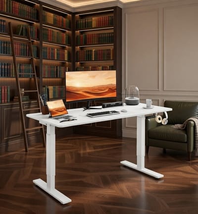 Elektrisch Zit-Sta Bureau 160x80 cm met Geheugenfunctie & Anti-Botsing – Ergonomisch In Hoogte Verstelbaar Bureau 70-117 cm – Modern Thuiskantoor, Gaming & Kantoor Werkplek – Wit | NoviHome