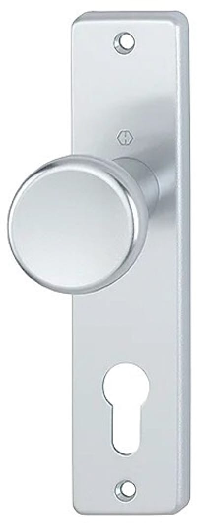 Deurkruk op schild - Aluminium F1 - Aluminium - Hoppe - Hoppe binnenschild 378 - PC72 naturel