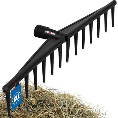 KOTARBAU® Bladhark, Tuinhark, Kunststof, 59 cm, Zwart, 14 Tanden, Bladbezem, Zonder Steel, voor Gras En Heg, Lichtgewicht Hark, Stevige Hark