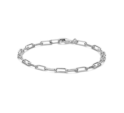 Zilver Gerhodineerde Armband paperclip ronde buis 3 1333628