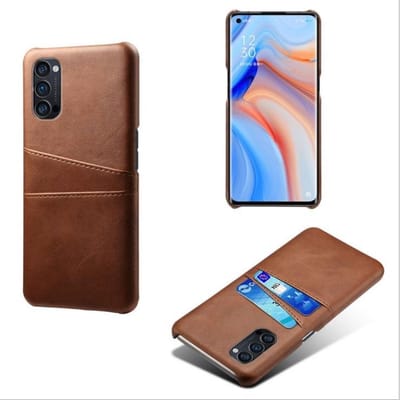 Back Cover met Opbergvakjes + PMMA Screenprotector voor OPPO Reno 4 5G _ Donkerbruin