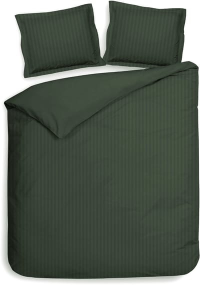 Heckettlane Dekbedovertrek Banda - Bedlinnen met Strepen - 200x200-220 cm - Tweepersoons - Groen - Dekbedovertrek van 100% Katoen-Satijn