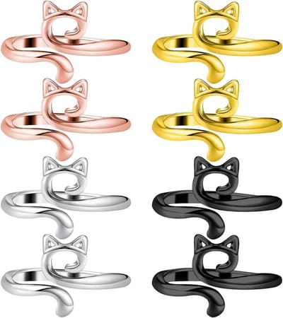 8 Stuks Verstelbare Haakringen voor Haken - DIY Kattenoren Breien, Metalen Haakaccessoires voor Vrouwen en Meisjes, Perfect voor Haakliefhebbers