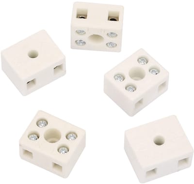 Dailygoody - 5 Holes Ceramic Terminal Block - Hoge Temperatuur Connectoren - 5 Stuks - Wit - Veilig en Betrouwbaar - Geschikt voor Elektrische Kabels