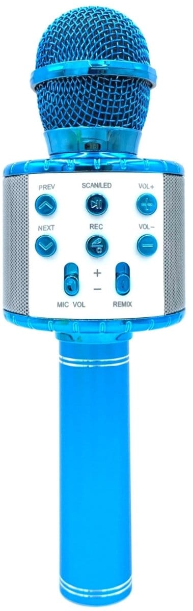 Fivesquare LED Karaoke Microphone – Draadloze Karaoke Microfoon met Lichteffecten –Blauw- Bluetooth, 3W Speaker, 1200mAh – Voor Kids & Feestjes