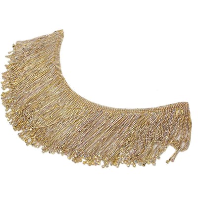 14cm Kristal Strass Kwastje Ketting DIY Ambacht Bruiloft Decoratie Bruidsjurk Riem Accessoire beige
