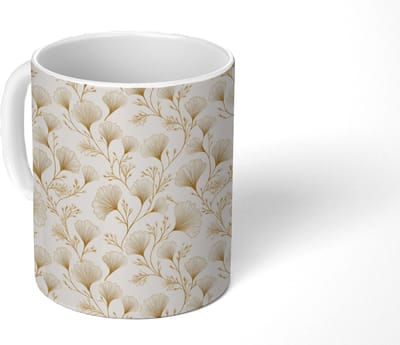 Mok - Koffiemok - Ginkgo - Takken - Goud - Mokken - 350 ML - Beker - Koffiemokken - Theemok