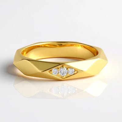 Cavill - Zilveren ring verguld 925 sterling met drie I2 (H) briljantdiamanten - Moderne geometrische damesring - 0,063 ct ring