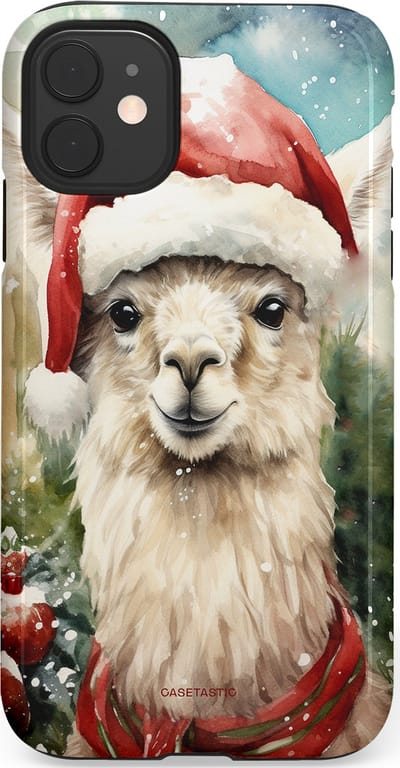 Casetastic hoesje geschikt voor Apple iPhone 11 - Dubbellaagse bescherming - Kerst Lama - Fashion Case - Taupe Lichtgrijs Donkergrijs Saliegroen