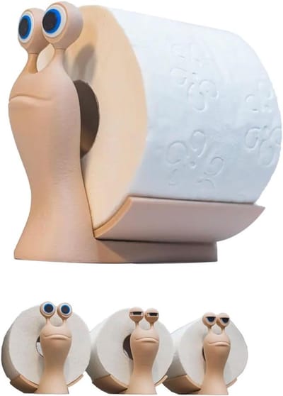 Papierhouder op voet met 3D-print, toiletpapierorganiser zonder boren, decoratief voor badkamer en toiletruimte, ideaal als cadeau