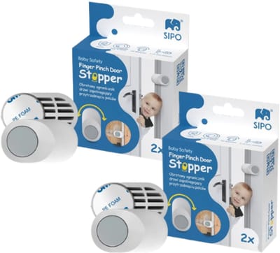 SIPO - Deurstopper Kind Veiligheid - Deur Beveiliging - Vingerbeschermer Deur - 2 Stuks per doos - Anti Beknelling – 3M Zelfklevend - Draaibaar 180° - Wit