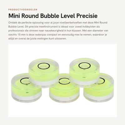 Dailygoods- Waterpas - Mini Rond Nivelleer Bubble - 5 Stuks - Precisie Meetinstrument - ABS Kunststof - Compact en Lichtgewicht