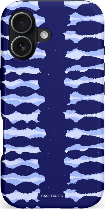 Casetastic hoesje geschikt voor Apple iPhone 17 - MagSafe - Dubbellaagse bescherming - Golven in blauw - Fashion Case - Donkerblauw Lavendel Lichtgrijs