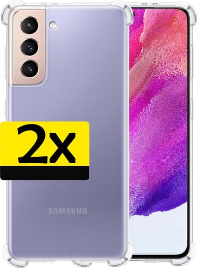 Hoesje - 2 Stuks - Geschikt voor Samsung Galaxy S21 FE - Sterk & Shockproof - Siliconen Case - Back Cover - Telefoon Hoes Shock Proof - Telefoonhoesjes - Transparant