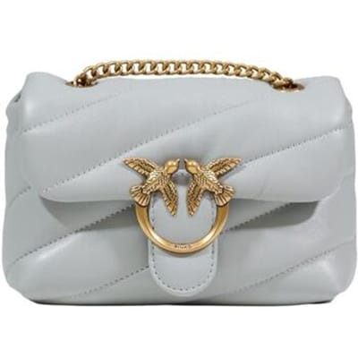 PINKO schoudertas Love Puff Baby CL Sheep Nappa Pearl Grey - Antique Gold blauwgrijs