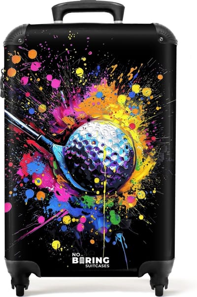 NoBoringSuitcases.com® - Handbagage koffer lichtgewicht - Reiskoffer trolley - Golf met graffiti - Rolkoffer met wieltjes - Past binnen 55x40x20 en 55x35x25