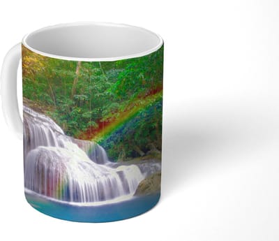 Mok - Koffiemok - Regenboog - Zon - Waterval - Natuur - Mokken - 350 ML - Beker - Koffiemokken - Theemok