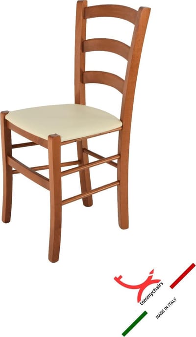 Tommychairs Venice - Eetkamerstoel - 1 Stuk - Kersenhout & Ivoor - Kunstleer