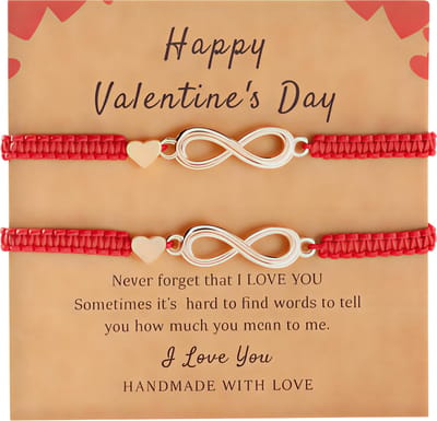 Oneindige Liefde Infinity Charm Paar Armbanden – Rood – Handgemaakte Armbanden voor Vrouwen en Mannen – Vriendschapsarmband als Geluks- en Cadeausieraad