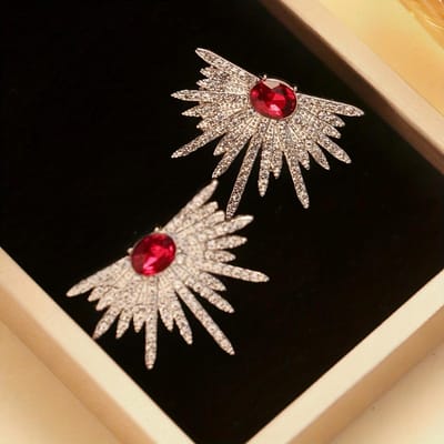 1 Paire de Boucles d'Oreilles Étincelantes en Forme d'Aile avec Strass - Boucles d'Oreilles Déclaration Élégantes et Légères pour Femmes, Idéales pour Mariages, Bals de Promo et Fêtes beige