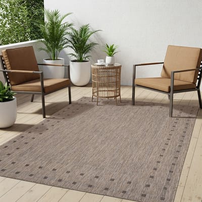 Tapiso Melissa Buitenkleed Buitentapijt Bruin Vloerkleed Binnen Buiten Kleed Tapijt Maat- 60x100