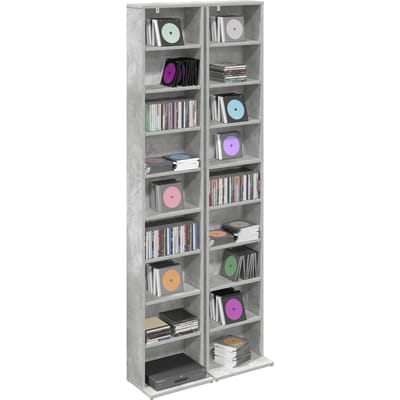 vidaXL - CD - Kast - 2 - st - Betongrijs - 33 - x - 23,5 - x - 175 - cm - Bewerkt - hout