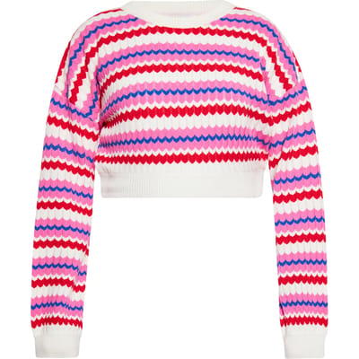 IZIA Jumper Dames Wol Wit Veelkleurig