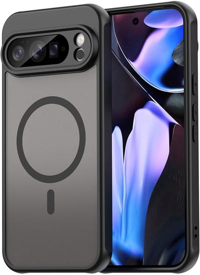 MobyDefend Hoesje - Geschikt voor Google Pixel 10 Pro XL - Case Geschikt voor MagSafe - Mat Transparant Met Gekleurde Rand - Zwart
