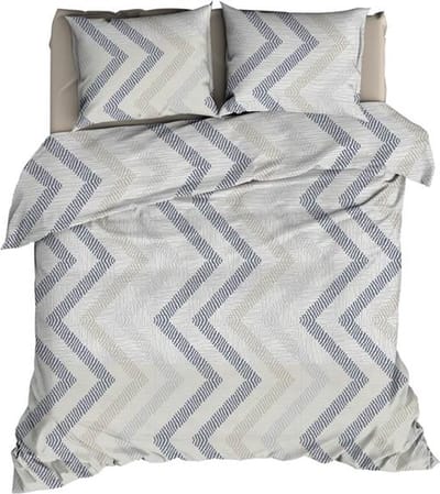 Satin d'Or Ziggo Dekbedovertrek - Lits-jumeaux - 240x200/220 cm - Grijs/Blauw