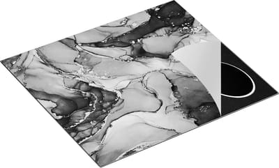 Chefcare Inductie Beschermer Abstracte Kunst - Zwart Wit - 60x50 cm - Afdekplaat Inductie - Kookplaat Beschermer - Inductie Mat