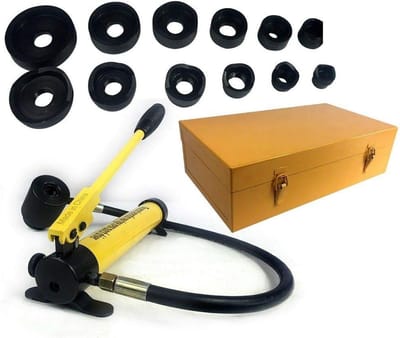 Hydraulische Perforator - Plaatperforator Set - Metaal Bewerken - 10 Ton Kracht - 22-60 mm - Geel