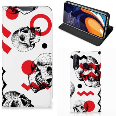 Mobiel BookCase Samsung Galaxy A60 Skull Red