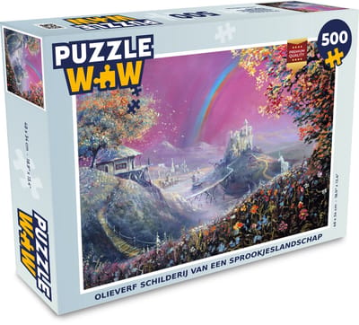 Puzzel Olieverf schilderij van een sprookjeslandschap - Legpuzzel - Puzzel 500 stukjes