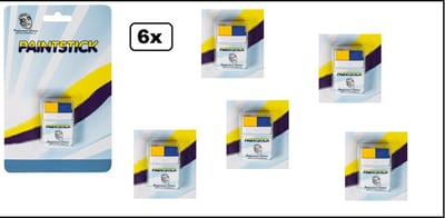 6x PXP mini stick blauw/geel 7 gram - Carnaval thema feest optocht schmink themafeest festival Blauw en Geel