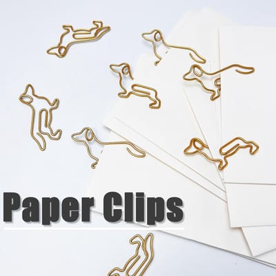 SnelShoppen - Paper Clips Dackel, 50 Stuks, Gouden Metalen Kleine Clips, Dachshund Papieren Clips, Boekmark Clips, Kantoor Benodigdheden, Decoratieve
